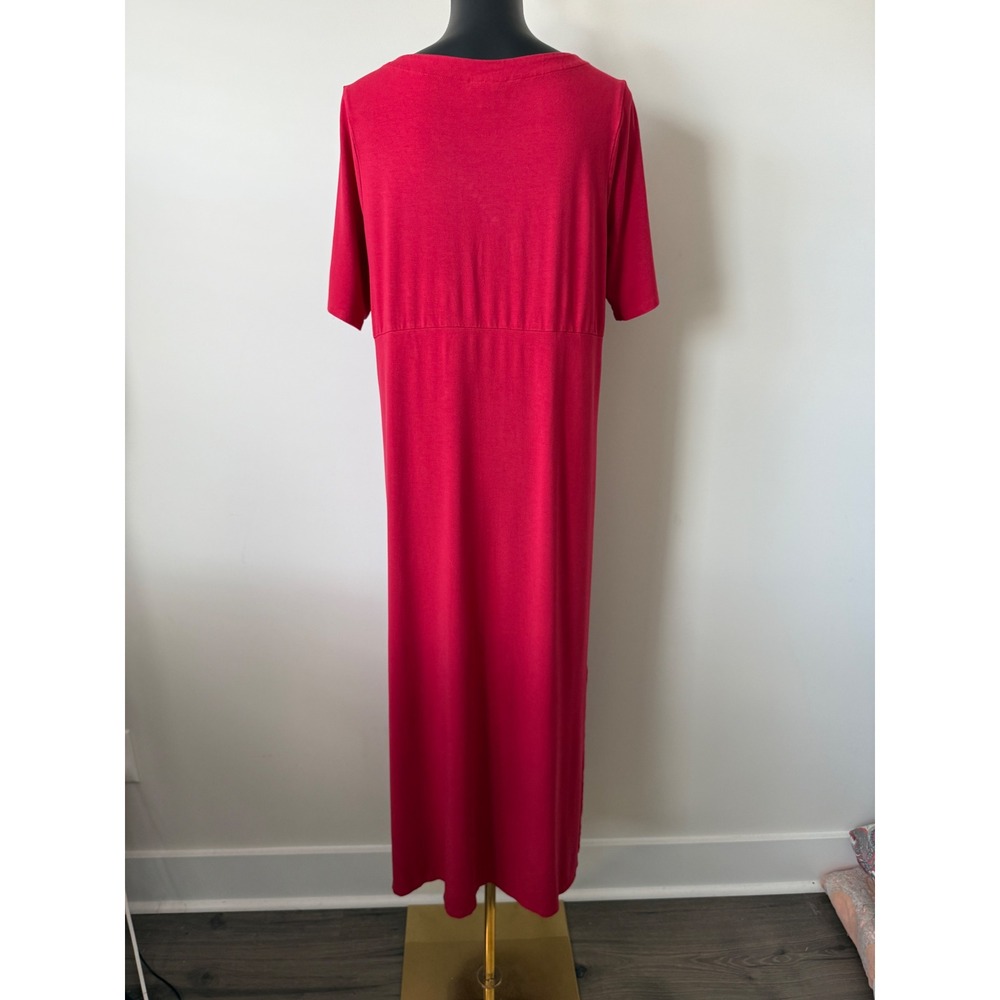 J. Jill Wearever Red Jersey Knit Maxi Dress Short Sleeve Empire Waist Womens M - Picture 6 of 11